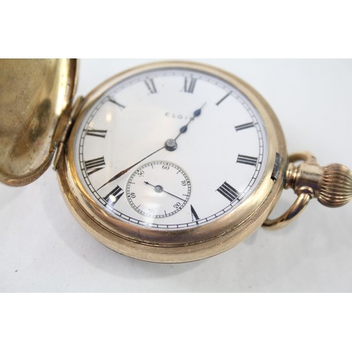 314 - Vintage Elgin Rolled Gold Full Hunter Pocket Watch Hand-Wind Working      410110