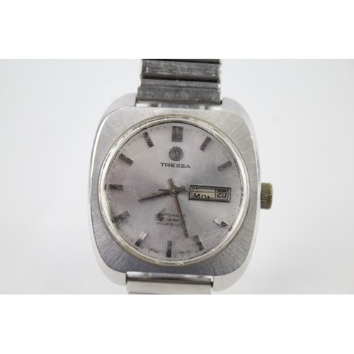 318 - Mens Vintage Tressa Day/Date Stainless Steel Watch Automatic Working      410096