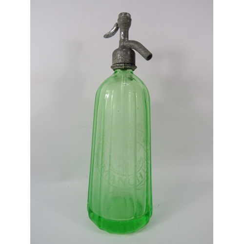 44 - Vintage French Uranium glass soda syphon,13