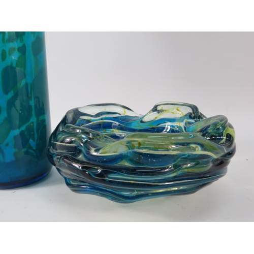 74 - Mdina Art glass whirlpool bowl and very tall bottle vase, 17