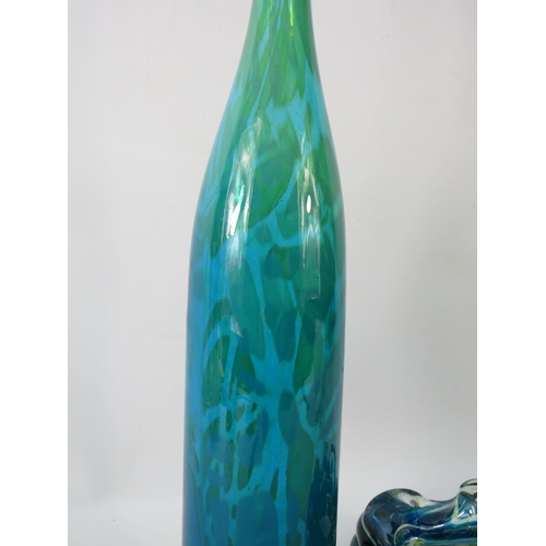 74 - Mdina Art glass whirlpool bowl and very tall bottle vase, 17