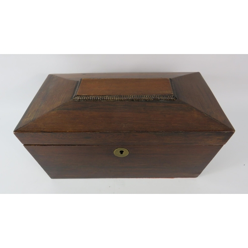 78 - Antique Sarcophagous shaped wooden tea caddy, 11