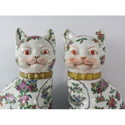 79 - Pair of Large Japanese Imari ceramic cat figurines, 13.5