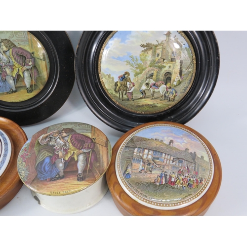 115 - Four Prattware lids and one by Coalport.