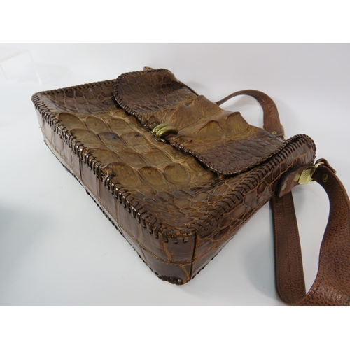 167 - Unique vintage handbag believed to be Hornback Crocodile skin, 12