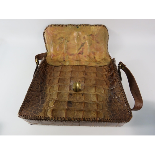 167 - Unique vintage handbag believed to be Hornback Crocodile skin, 12