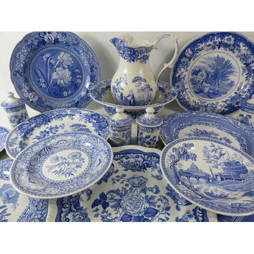 177 - Large Selection of Spode Blue Room ceramics, Jug & Bowl, Plates & Herb Jars.