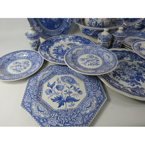 177 - Large Selection of Spode Blue Room ceramics, Jug & Bowl, Plates & Herb Jars.