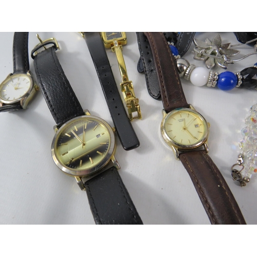 332 - Mixed lot to include Costume jewellery, wristwatches including Tissot, vintage camera etc.