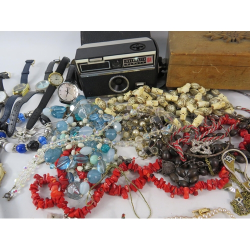 332 - Mixed lot to include Costume jewellery, wristwatches including Tissot, vintage camera etc.