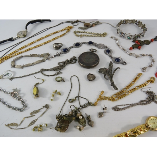 339 - Selection of costume jewellery including some sterling silver and ladies wristwatches.