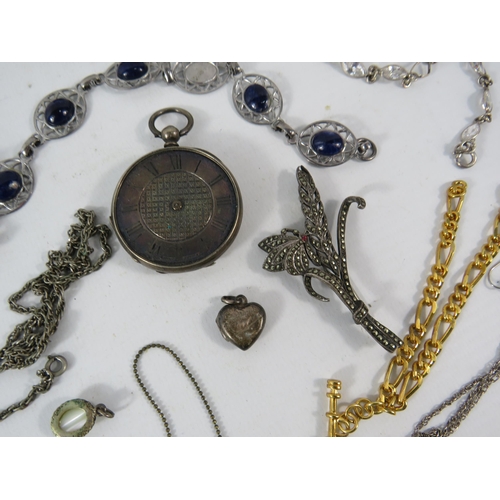 339 - Selection of costume jewellery including some sterling silver and ladies wristwatches.