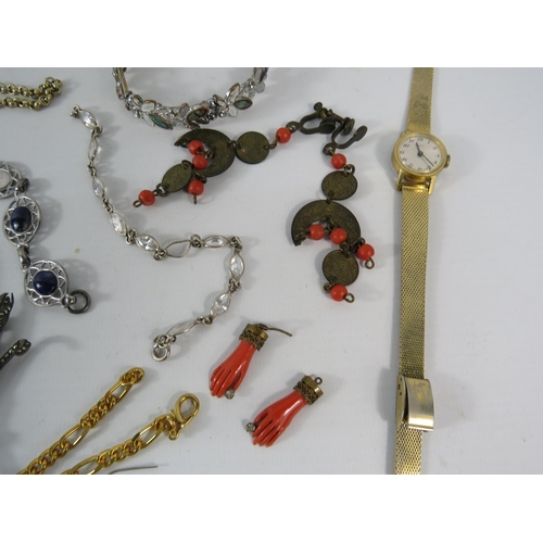 339 - Selection of costume jewellery including some sterling silver and ladies wristwatches.