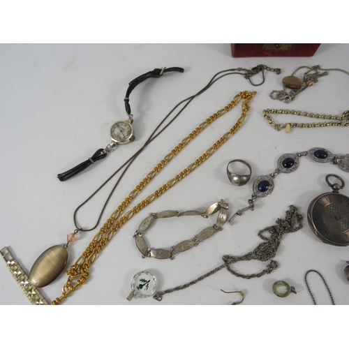 339 - Selection of costume jewellery including some sterling silver and ladies wristwatches.