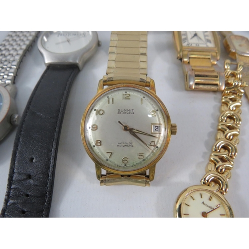 340 - Selection of mens and ladies wristwatches including a Summit automatic in running order.