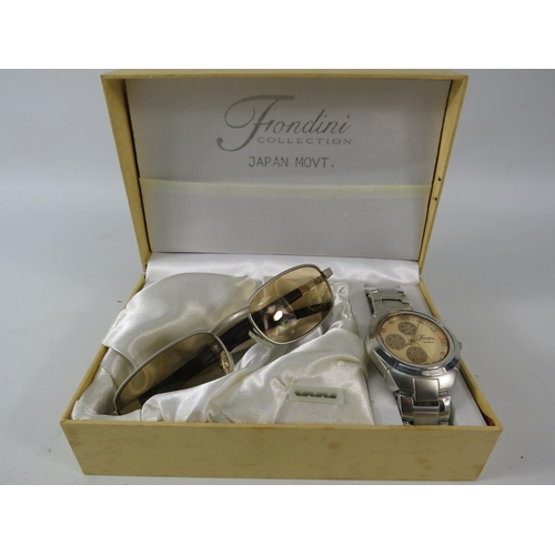 341 - Frondini quartz wristwatch and sunglasses set.