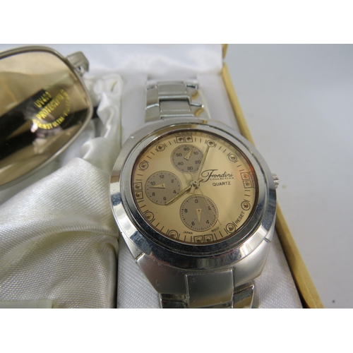 341 - Frondini quartz wristwatch and sunglasses set.