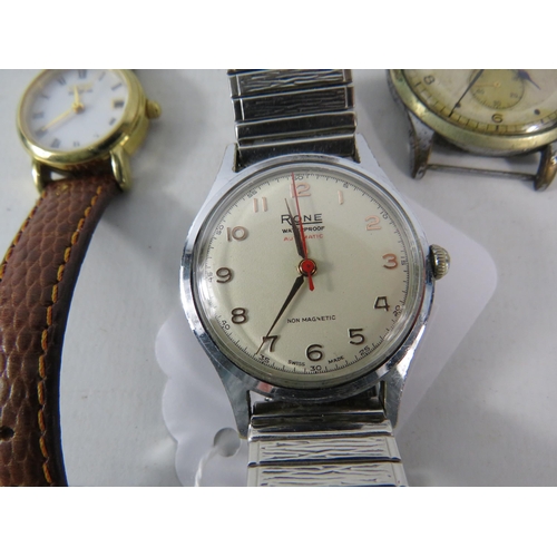 343 - 3 vintage mens watches Rone, Helvetia etc plus a ladies citizen eco drive. 3 of the 4 are working.