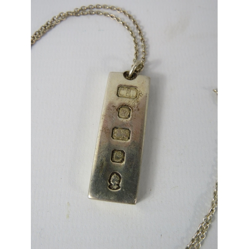 346 - Sterling Silver Ingot and chain, total weight 34 grams.