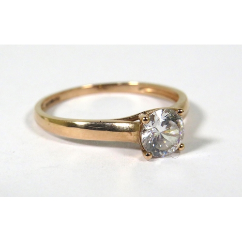 384 - 9ct Yellow Gold Ring set with a Large CZ Gemstone which measures approx 6mm. Finger size 'U-5'   2.0... 