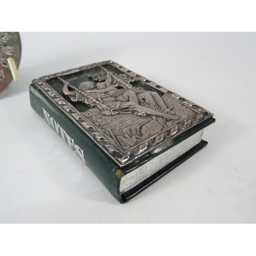 408 - Miniature note book with white metal decoration Springtime by Pierr August & a Commemortive French C... 