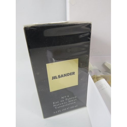 422 - Jilsander No4 100ml Eau De Parfum, new and sealed in cellophane plus 2 White Company London Hand was... 