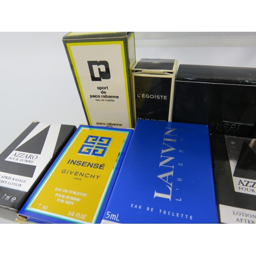 423 - 14 Boxed miniature mens fragrances including Givenchy, Paco Rabanne, Chanel etc.