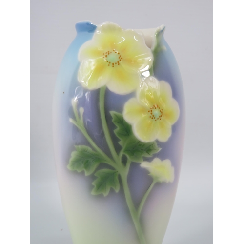 447 - Franz Porcelain Yellow Anemone vase, 6 3/4