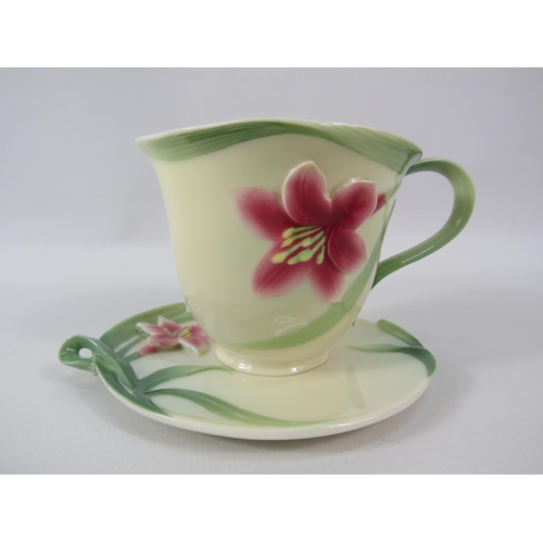 455 - Franz Porcelain Autumn Lily cup and saucer.