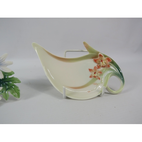 458 - Two Franz Porcelain pin dishes, one decorated with Daisies and a ladybird.