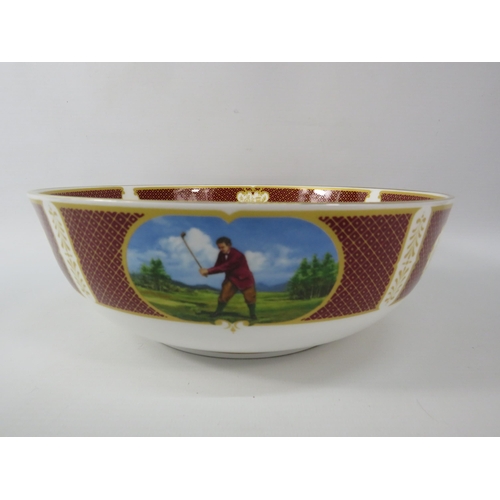 461 - Royal Worcester large porcelain bowl Melvin Buckley Golfing, 9 1/4