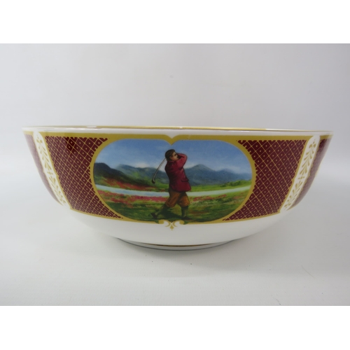 461 - Royal Worcester large porcelain bowl Melvin Buckley Golfing, 9 1/4