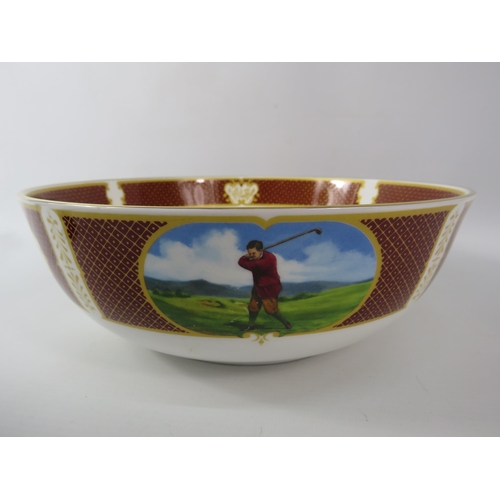 461 - Royal Worcester large porcelain bowl Melvin Buckley Golfing, 9 1/4