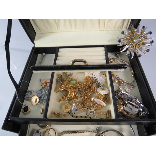 474 - Jewellery box and costume jewellery contents.