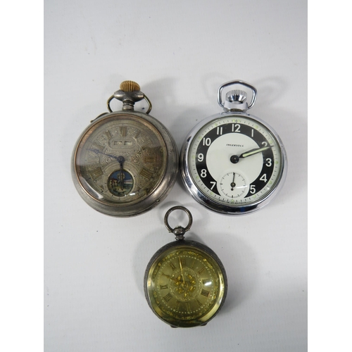 483 - Vintage 935 silver ladies pocket watch (non runner), a mens white metal pocket watch requires some t... 