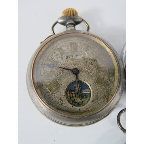 483 - Vintage 935 silver ladies pocket watch (non runner), a mens white metal pocket watch requires some t... 