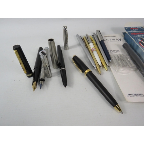 491 - Selection of various fountain pens, ballpoint pens and pencils, Shaffer, Parker, Swarovski etc.