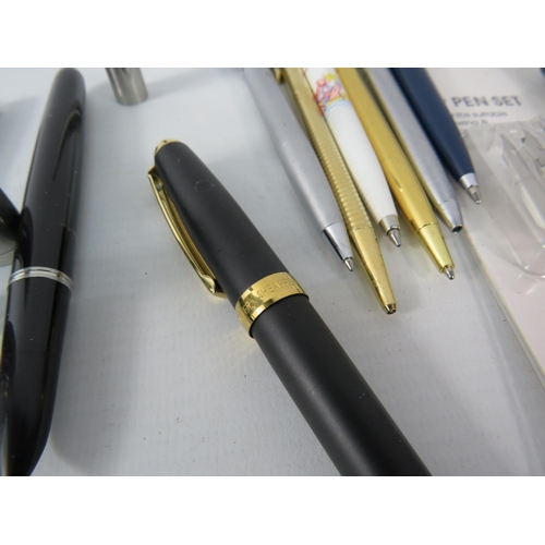 491 - Selection of various fountain pens, ballpoint pens and pencils, Shaffer, Parker, Swarovski etc.