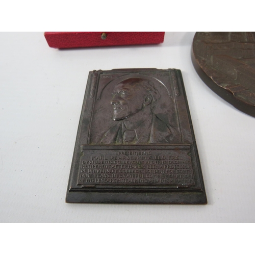 495 - Bronze plaques/ medals including on for the Cunard.