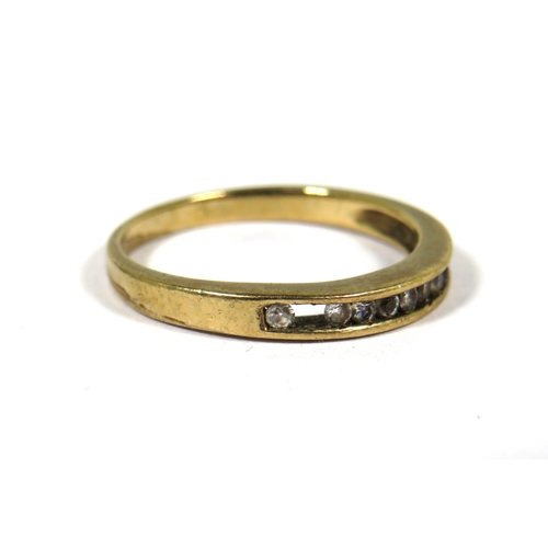 391 - 9ct Trench Set Diamond Ring (some Diamonds missing) Finger size 'O-5'   2.0g to consider as spares o... 