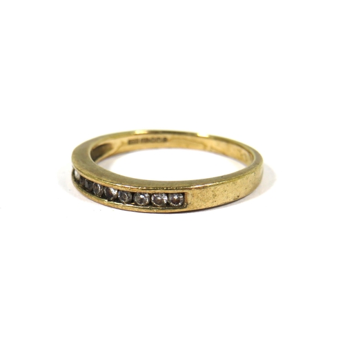 391 - 9ct Trench Set Diamond Ring (some Diamonds missing) Finger size 'O-5'   2.0g to consider as spares o... 