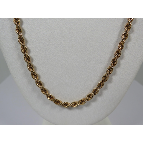 393 - Pretty 9ct Yellow Gold Rope twist Necklace, 16 inches long. Total weight 4.3g