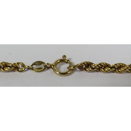 393 - Pretty 9ct Yellow Gold Rope twist Necklace, 16 inches long. Total weight 4.3g