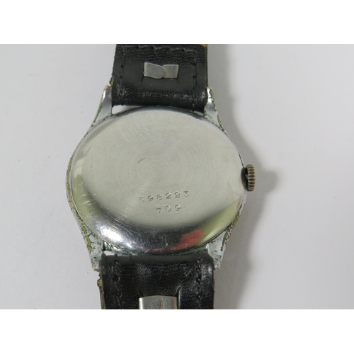 501 - Vintage Rolco 15 Jewel Swiss watch with leather strap, Stainless Steel body . Appears to be in runni... 