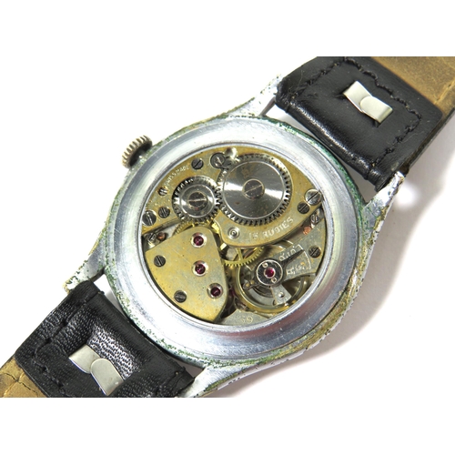 501 - Vintage Rolco 15 Jewel Swiss watch with leather strap, Stainless Steel body . Appears to be in runni... 