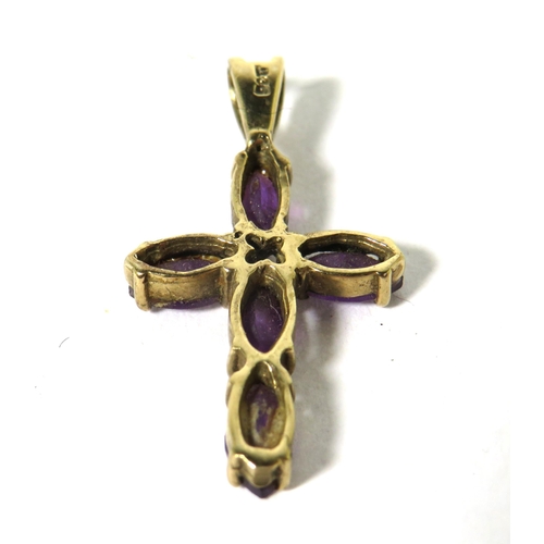 517 - 9ct Gold Ring set with Tiny Diamonds in Illusion setting plus a 9ct Gold Amethyst Set Crucifix penda... 