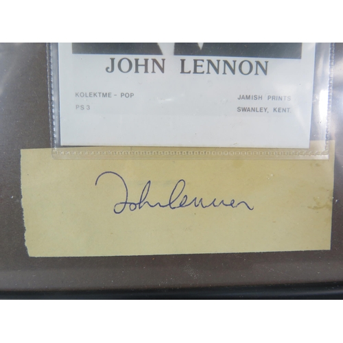 532 - John Lennon Autograph framed with certificate from N.B.N Augtograph specialists.