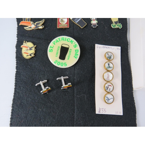 548 - Selection of Guinness Badges, Waistcoat buttons and cufflinks.