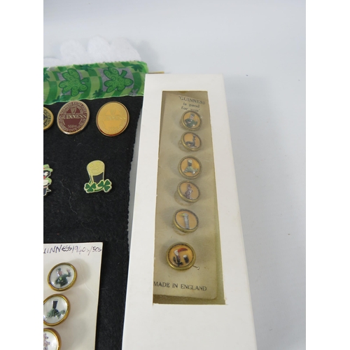 548 - Selection of Guinness Badges, Waistcoat buttons and cufflinks.