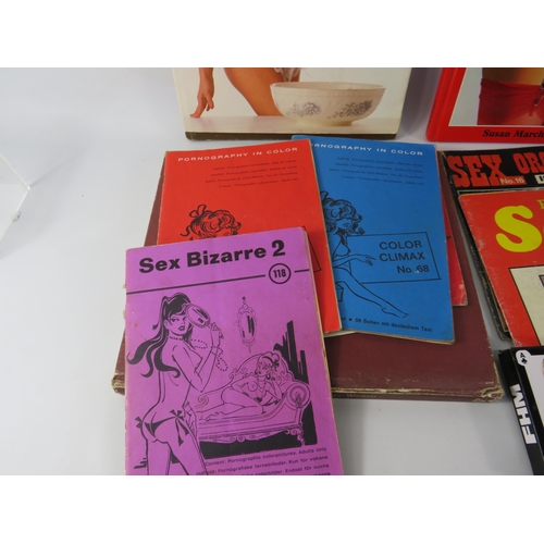 566 - THIS LOT HAS NOW BEEN WITHDRAWN BY THE VENDOR.
Selection of vintage books and magazines Adult erotic... 